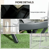 18" Outdoor Round Folding Table with Tempered Glass Top, Black