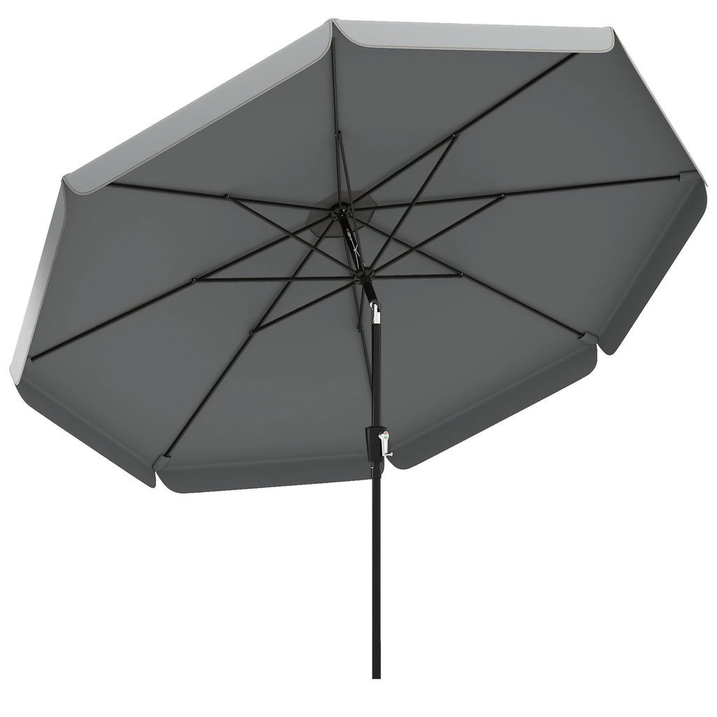 10ft Patio Umbrella with Push Button Tilt and Crank, Dark Grey