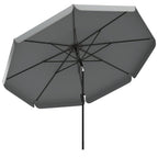 10ft Patio Umbrella with Push Button Tilt and Crank, Dark Grey