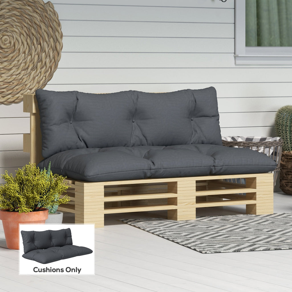 2-Seater Outdoor Seat & Back Cushions, 6" Thick for Pallet Loveseat, Dark Grey