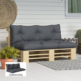 2-Seater Outdoor Seat & Back Cushions, 6" Thick for Pallet Loveseat, Dark Grey