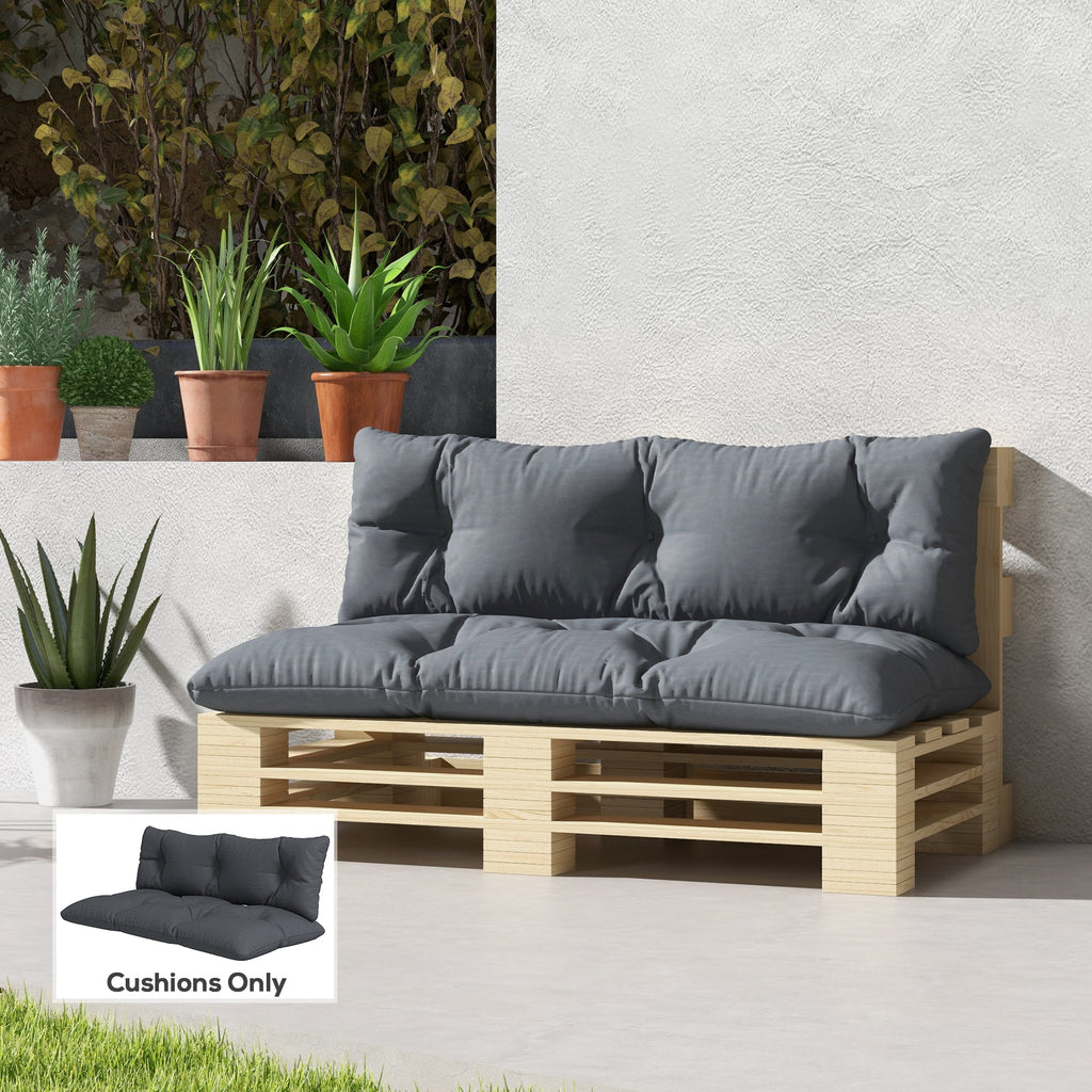 2-Seater Outdoor Seat & Back Cushions, 6" Thick for Pallet Loveseat, Dark Grey