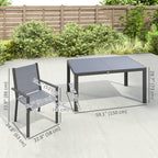 7pc Patio Dining Set with WPC Table and 6 Stackable Chairs, Light Grey