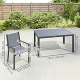 7pc Patio Dining Set with WPC Table and 6 Stackable Chairs, Light Grey