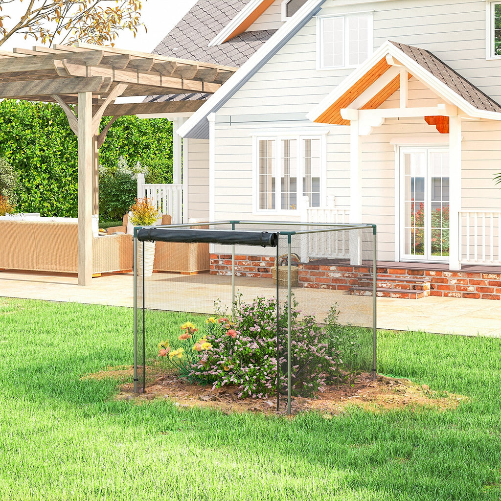 4' x 4' Crop Cage with Zippered Door and Steel Frame, Black
