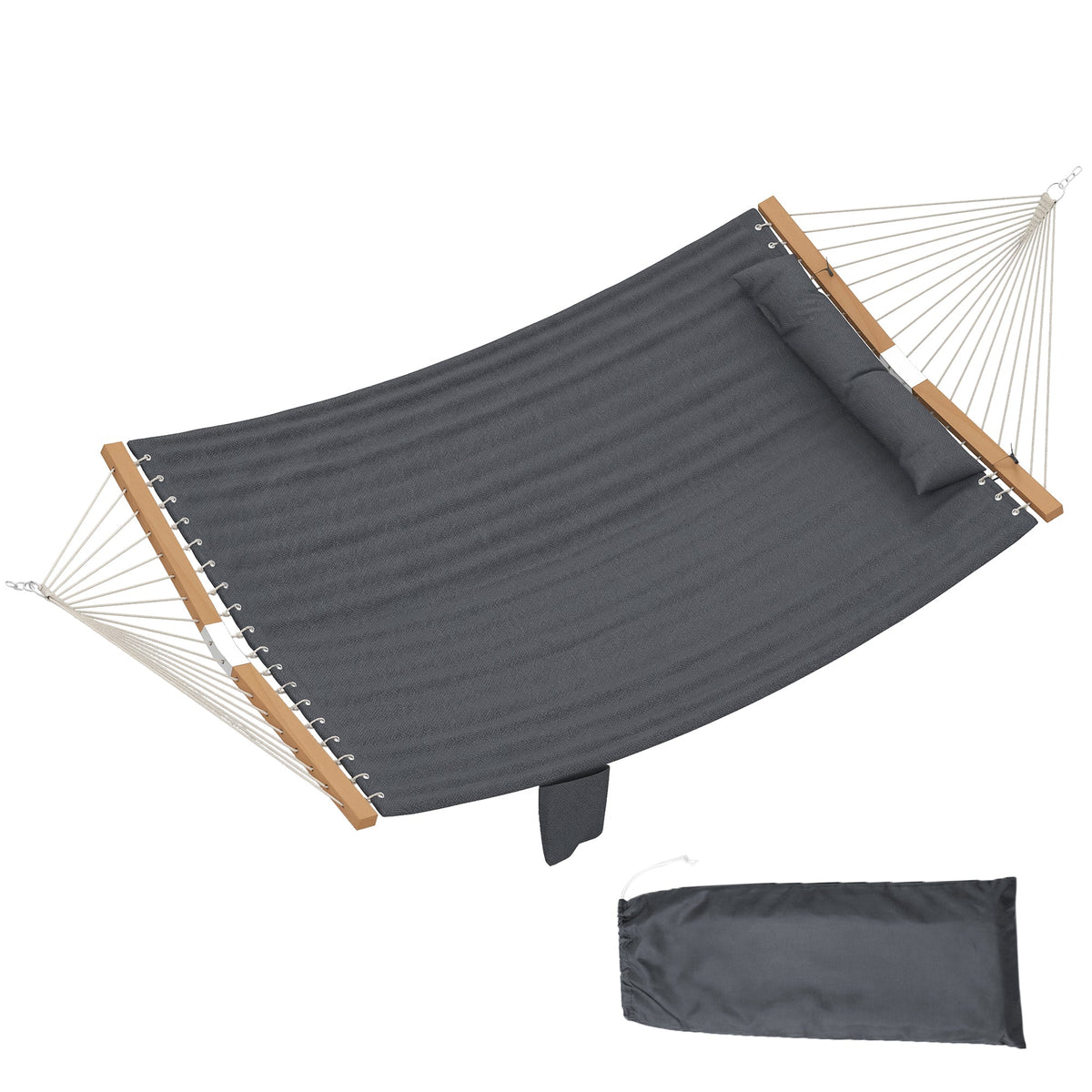200 x 140 cm Double Hammock with Pillow and Pad, Grey