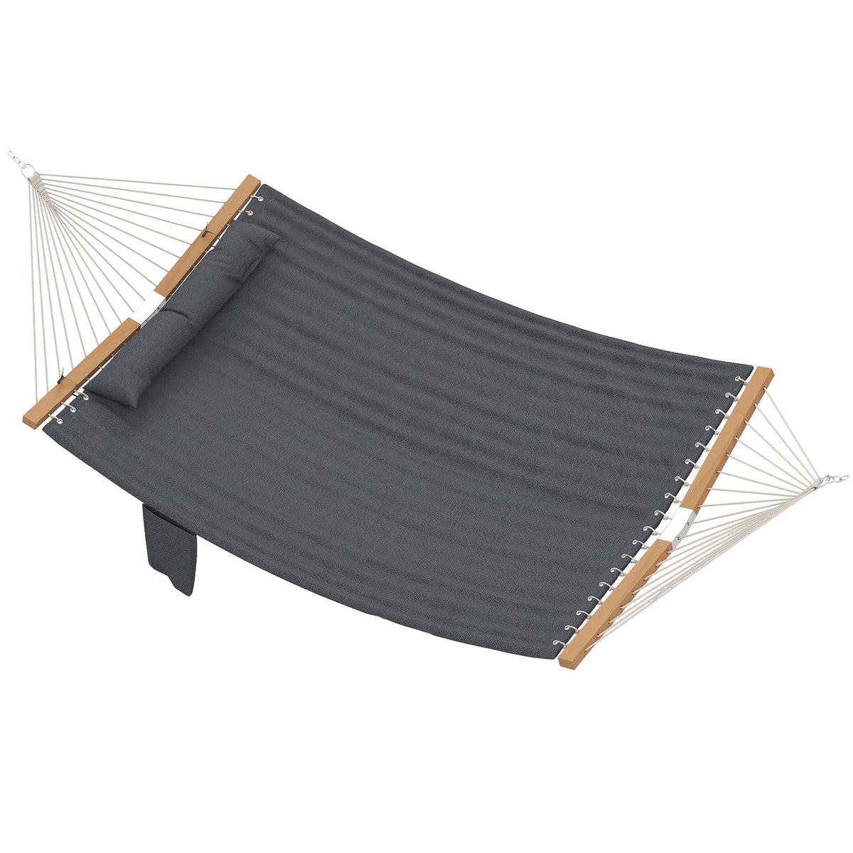 128" x 55" 2-Person Hammock with Pillow, 440 lbs Capacity, Gray