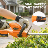 20" Cordless Hedge Trimmer with Battery and Charger, Orange
