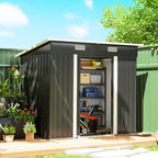 7' x 4' Outdoor Storage Shed with Lockable Double Doors, Black