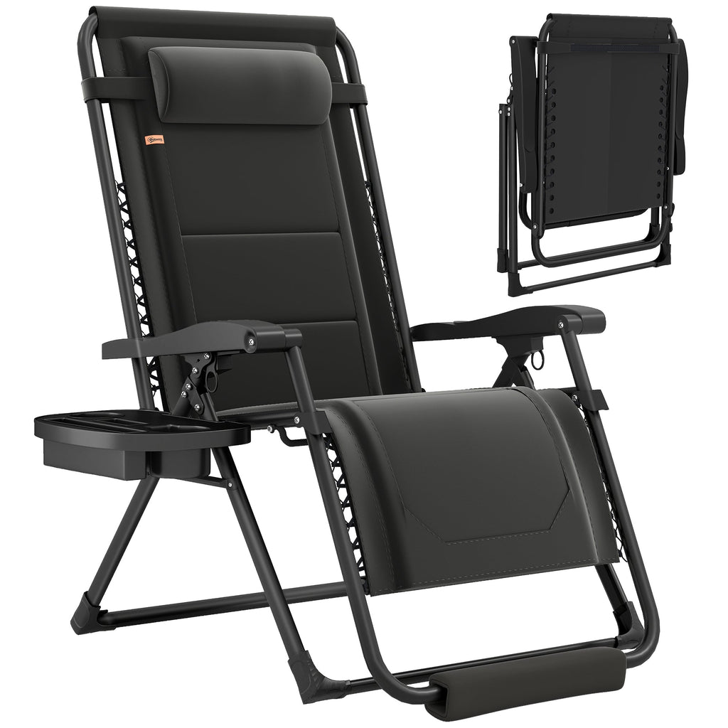 Zero Gravity Lounger Chair with Cup Holder, 400 LBS Capacity, Black