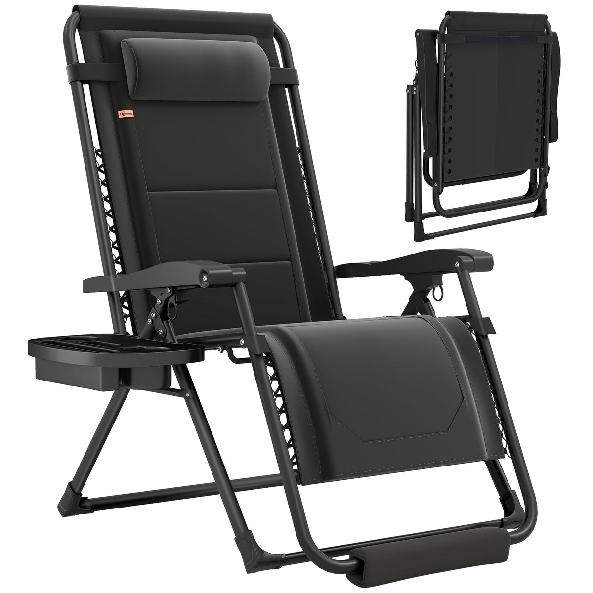 Zero Gravity Lounger Chair with Cup Holder, 400 LBS Capacity, Black