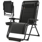 Zero Gravity Lounger Chair with Cup Holder, 400 LBS Capacity, Black