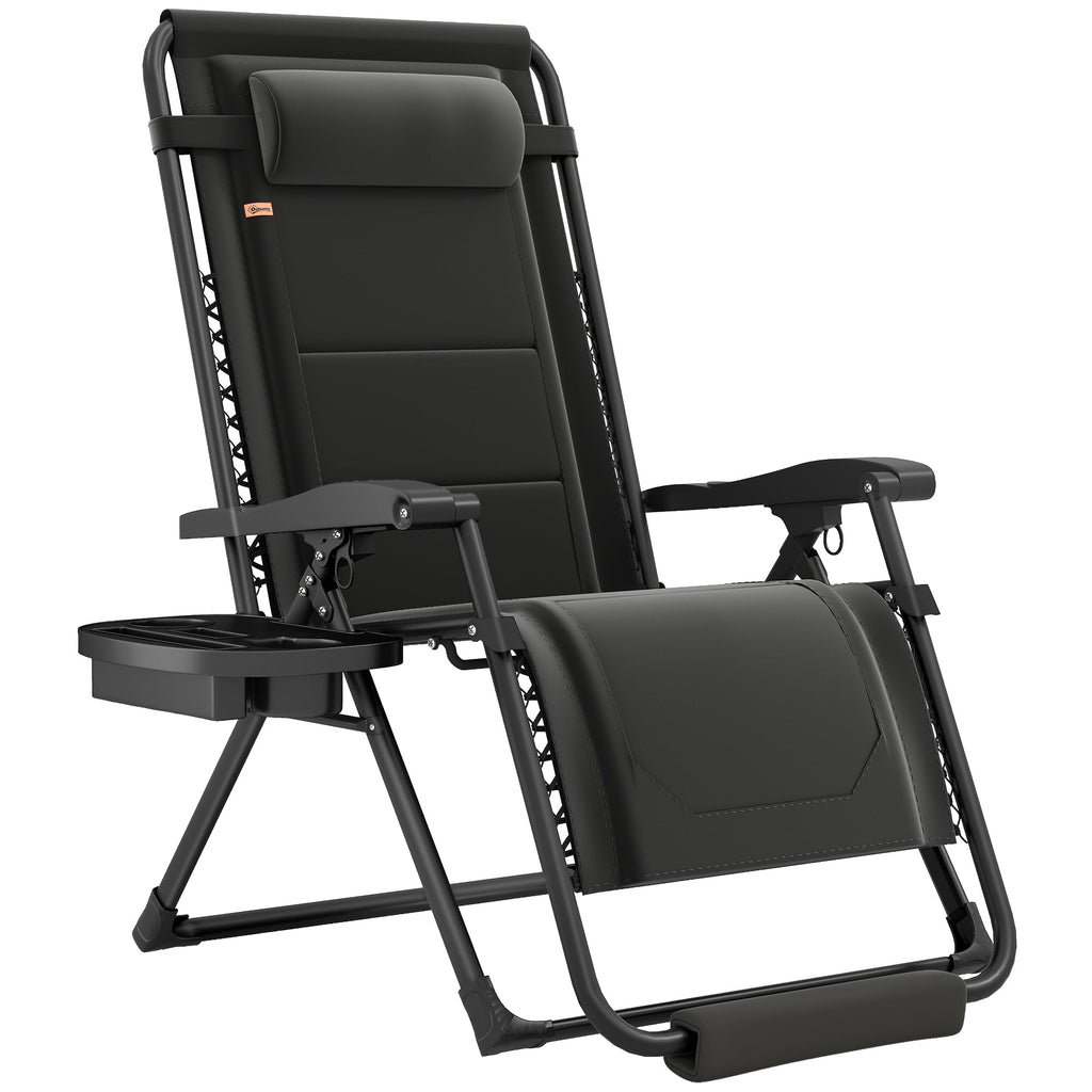 Zero Gravity Lounger Chair with Cup Holder, 400 LBS Capacity, Black