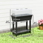 41L Self-Watering Raised Garden Bed with Lid and Shelf, Black