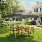 9.8' x 9.8' Pop-Up Canopy with Carrying Bag, Stakes and Ropes, Dark Grey