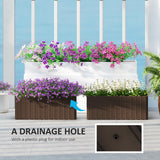 2 Pack 20" Railing Planter Boxes with Hooks and Drainage, Brown