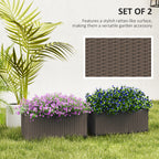 2 Pack 20" Railing Planter Boxes with Hooks and Drainage, Brown