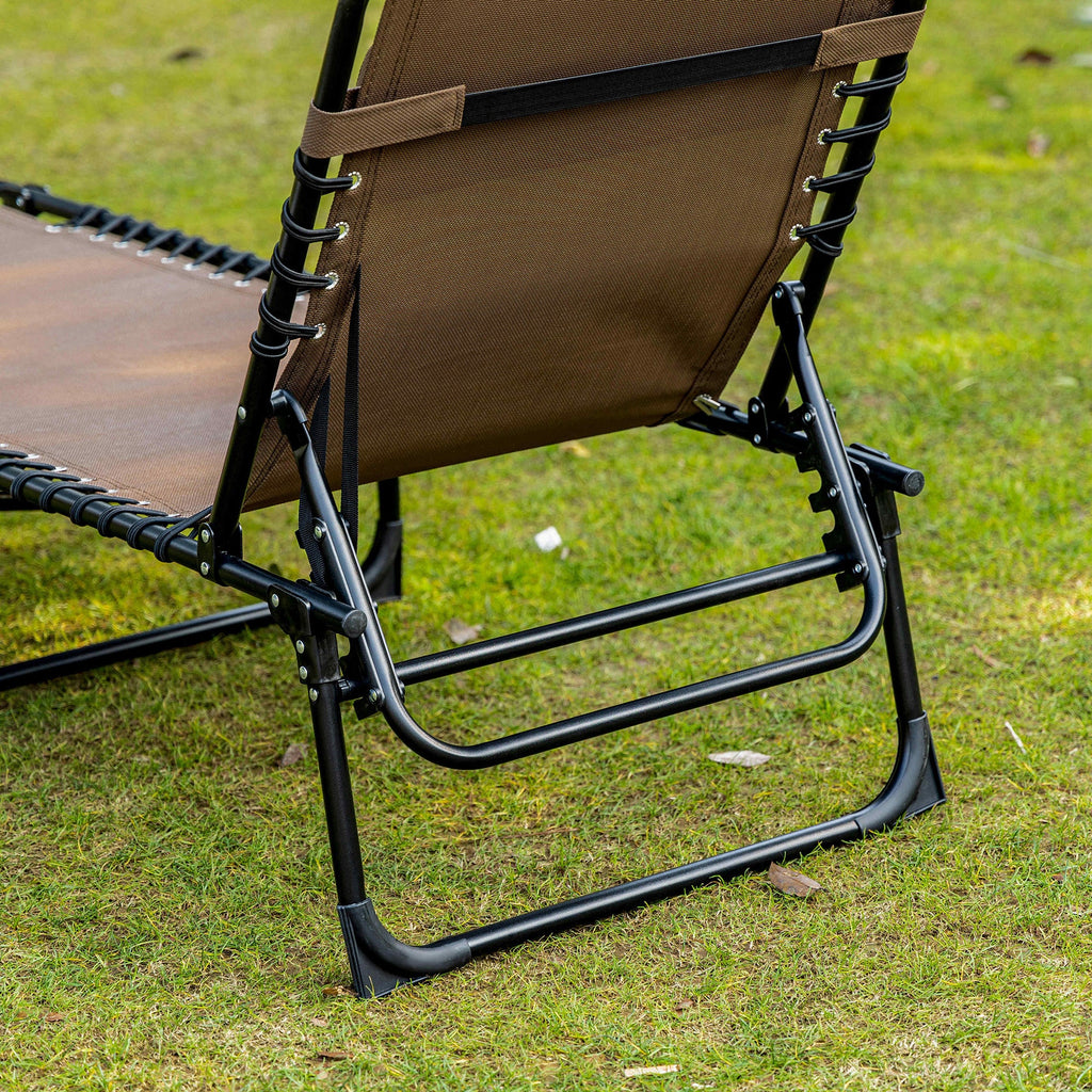 Folding Lounge Chair with Adjustable Backrest and Pillow, Brown