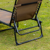 Folding Lounge Chair with Adjustable Backrest and Pillow, Brown