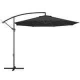 3 m Banana Parasol with Crank Handle, 8 Ribs & Cross Base, Black