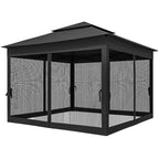 3 x 3 m Pop Up Gazebo with Double Roof, Netting & Carry Bag, Black