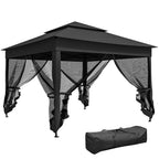 3 x 3 m Pop Up Gazebo with Double Roof, Netting & Carry Bag, Black