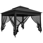 3 x 3 m Pop Up Gazebo with Double Roof, Netting & Carry Bag, Black