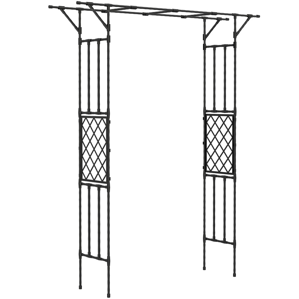 7.1ft Garden Arch for Climbing Plants and Wedding Decor, Black