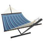 Outdoor Hammock with Stand, Detachable Pillow and Spreader Bars, Blue