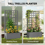24" x 9" x 44.5" Raised Garden Bed with Trellis and Drainage, Gray