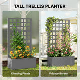 24" x 9" x 44.5" Raised Garden Bed with Trellis and Drainage, Gray