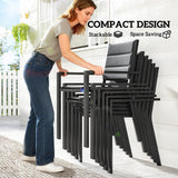 7pc Patio Dining Set with Expandable Table and Stackable Chairs, Black