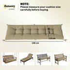 Memory Foam Sun Lounger Cushion with Ties, 190 x 60 cm, Sand