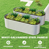 2pcs 6 x 2 x 2 ft Galvanized Raised Garden Beds, Silver