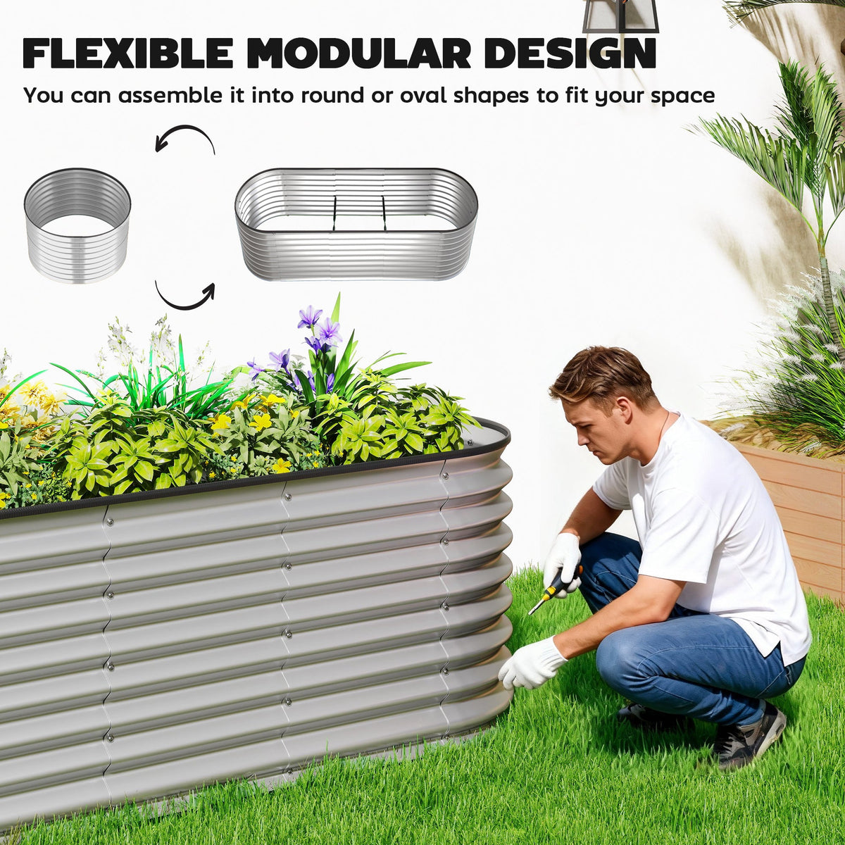 2pcs 6 x 2 x 2 ft Galvanized Raised Garden Beds, Silver