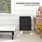 Folding Rattan Sun Lounger with Cushion and 6-Level Backrest, Black