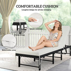 Folding Rattan Sun Lounger with Cushion and 6-Level Backrest, Black