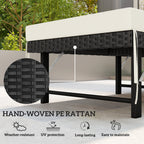 Folding Rattan Sun Lounger with Cushion and 6-Level Backrest, Black