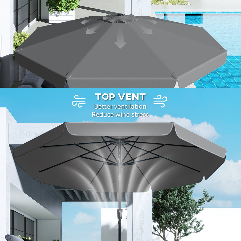 10ft Patio Umbrella with Push Button Tilt and Crank, Dark Grey