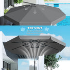 10ft Patio Umbrella with Push Button Tilt and Crank, Dark Grey
