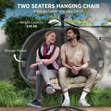 2-Person Double Egg Chair with Stand, 528 lbs Capacity, Cushioned Loveseat, Khaki