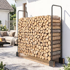 Heavy-Duty Steel DIY Firewood Rack with Customizable Width for Indoor & Outdoor Log Storage, Black