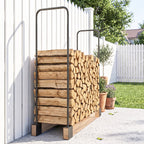 Heavy-Duty Steel DIY Firewood Rack with Customizable Width for Indoor & Outdoor Log Storage, Black