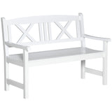 4FT 2-Seater Wooden Garden Bench with X-Shape Back, White