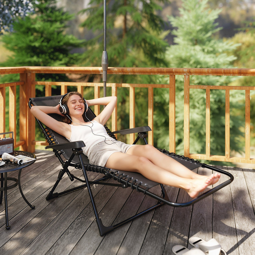 Zero Gravity Chair with 5-Position Backrest and Headrest, Black