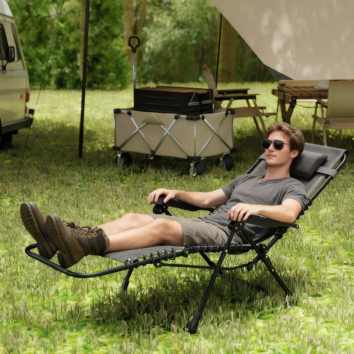 Zero Gravity Chair with 5-Position Backrest and Headrest, Black