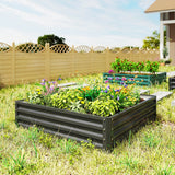4' x 4' x 1' Galvanized Raised Garden Bed for Vegetables, Black