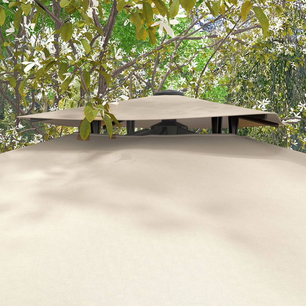 10ft Square Cantilever Patio Umbrella with 360° Rotation and Double Canopy, Khaki