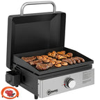 Portable Gas Plancha Grill 3.5 kW, Tabletop Griddle with Grease Cup, Black