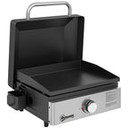 Portable Gas Plancha Grill 3.5 kW, Tabletop Griddle with Grease Cup, Black